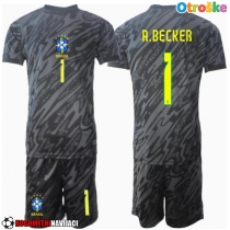 Otroške Nogometnih dresov Brazilija Alisson Becker #1 Vratar Gostujoči Copa America 2024 Kratki rokavi (+ hlače)
